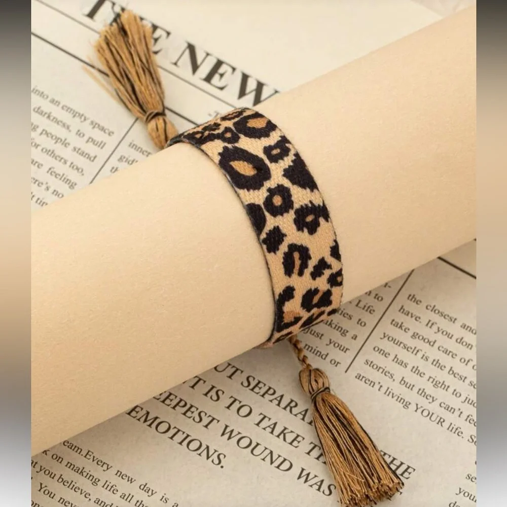 Leopard Print Braided Bracelet